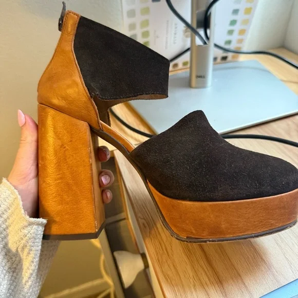 Free People Two-Tone Suede Platform Heels - Picture 12 of 14